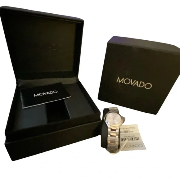 BRAND NEW IN BOX MOVADO LADIES CORPORATE EXCLUSIVE STAINLESS STEEL WATCH… That is a beautiful Movado BOLD series watch. It features  main image 4